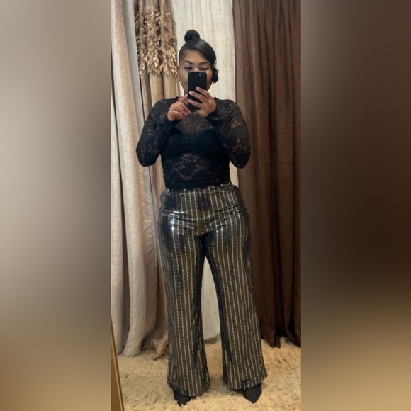Black and Silver Sequin Pants - Picture 4 of 5